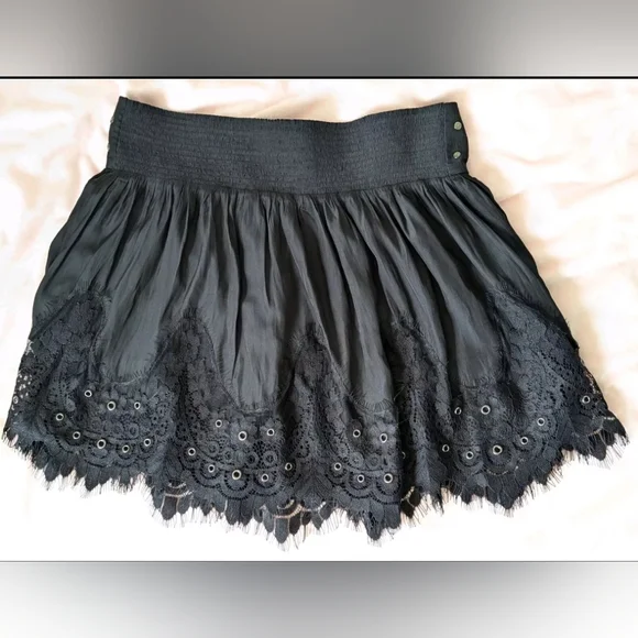 NWT $325 Ramy Brook Black Lace Rue Mini Skirt Size L - Picture 2 of 7